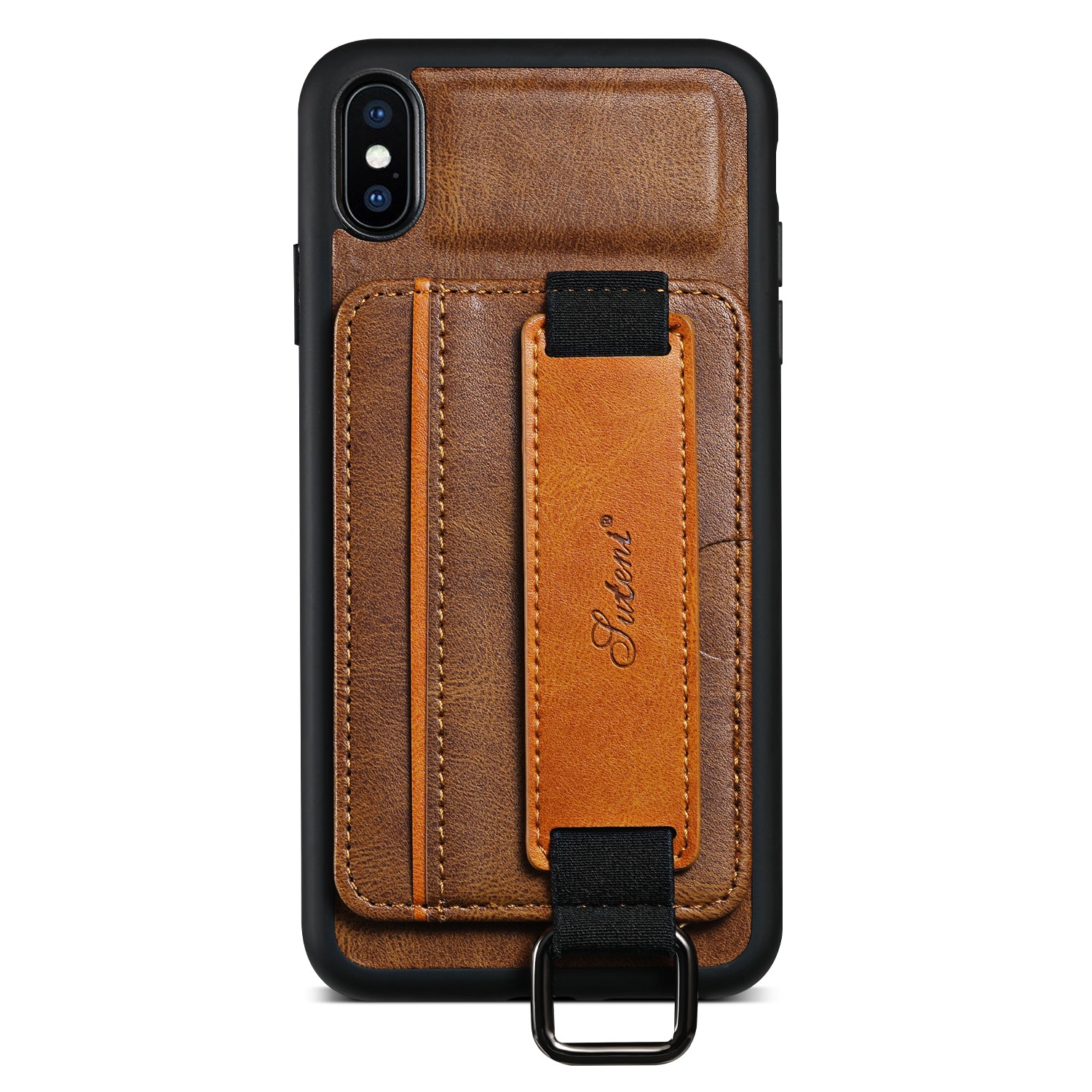 SUTENI H13 håndrem Kickstand telefontaske til iPhone XS Max kortholder PU læderbelagt PC TPU cover SUTENI H13 håndrem Kickstand telefontaske til iPhone XS Max kortholder PU læderbelagt PC TPU cover